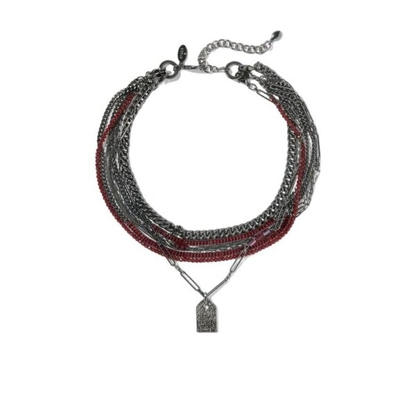 Chico's Red Multistrand Mixed Metal Upscale Short Necklace NWT - Picture 1 of 8